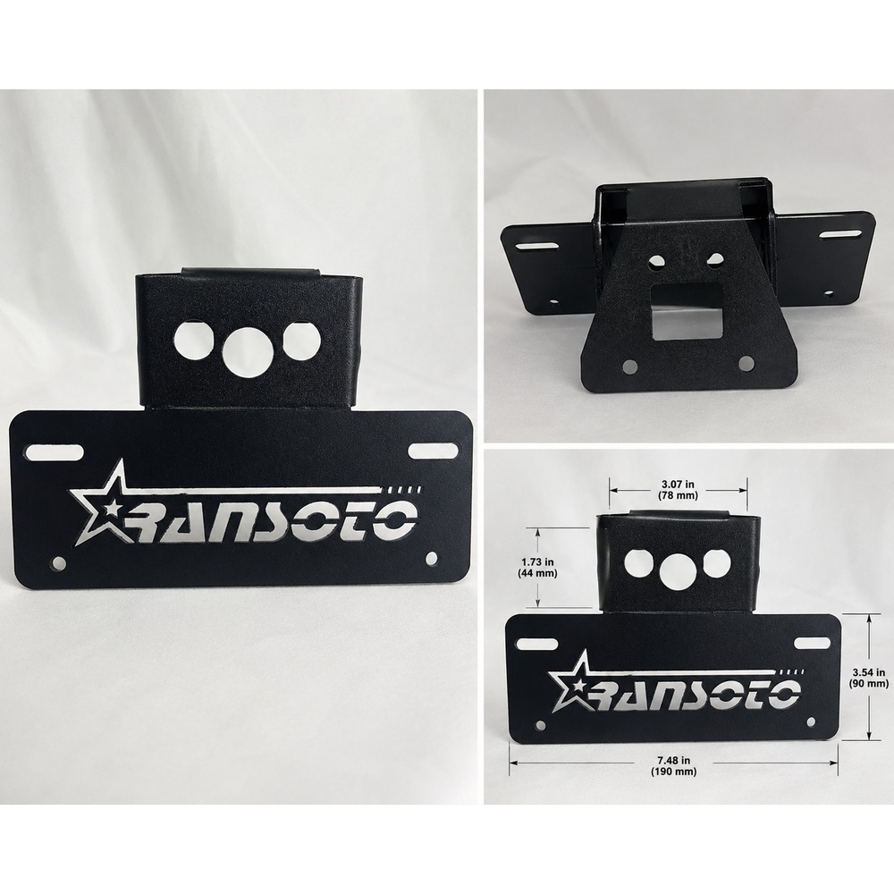 RANSOTO ATV UTV License Plate Mount Bracket‎ Black Steel Holder